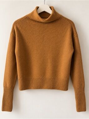 Wilfred Cashmere Caramel Turtleneck Crop Sweater